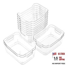 12 Pack Clear Plastic Storage Bins, Pantry Organizers and Storage, Clear Medium