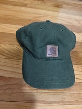 Carhartt Hat Cap Baseball Strap Back Mens One Size Green Canvas Logo Patch