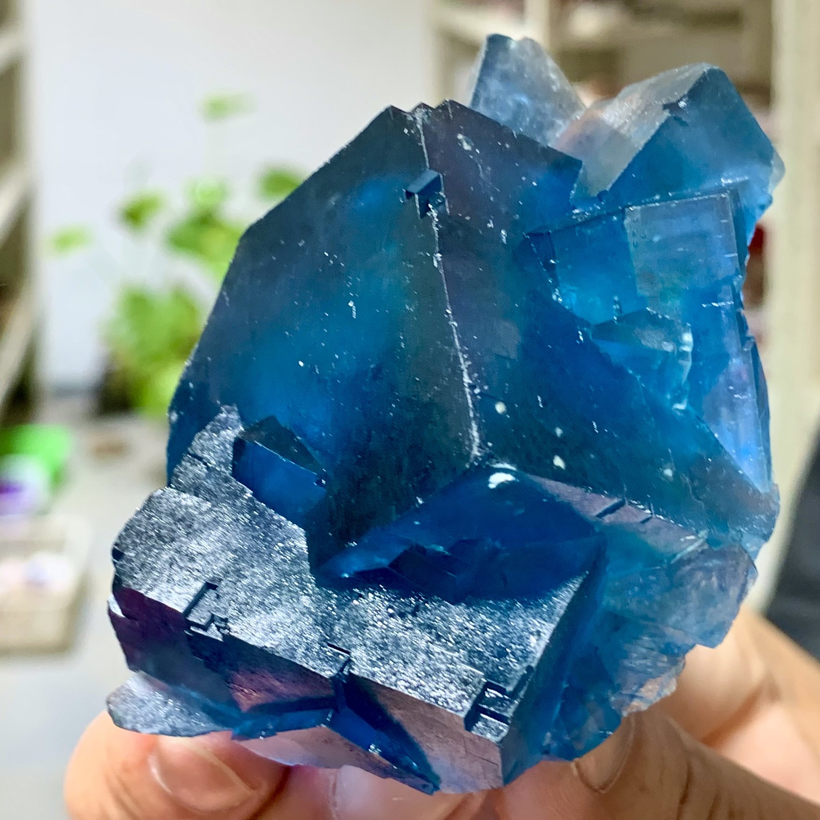 197G Transparent Blue-Green Cubic Fluorite Crystal Specimen from China