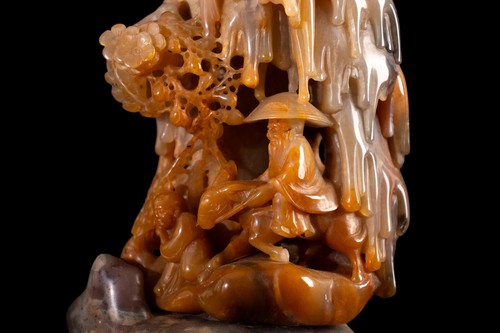 Eine antike Speckstein (Tianhuang (?) /-Gruppe, Zhang Guolao, China 19./20. Jh. - Bild 3 von 8