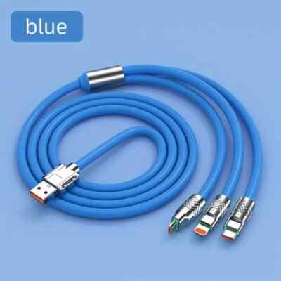Blau robustes Schnelllade-Mehrkopfkabel: USB C, iPhone Beleuchtung & Mikrofon...