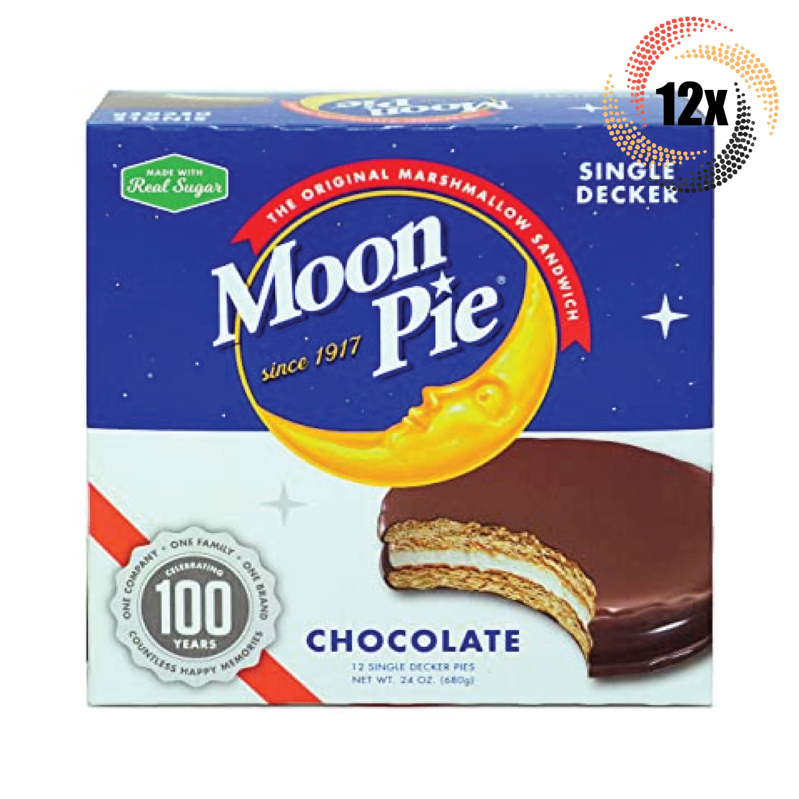 Полная коробка, 12 пирогов, лунный пирог, одноэтажные сэндвичи с шоколадом и зефиром, 2 унции