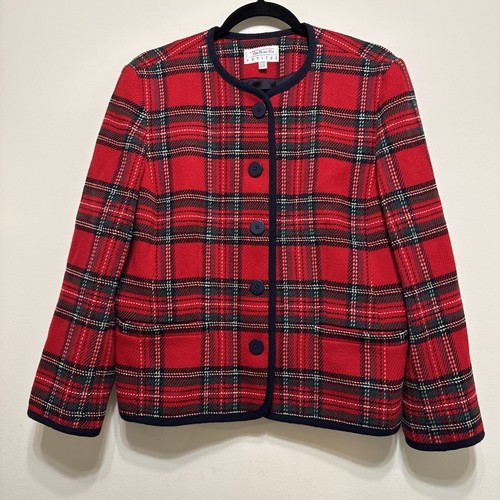 Talbots Women’s 12P Petites Tartan Plaid Vintage Wool Blazer EUC