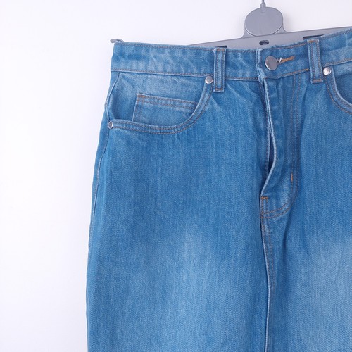 Tammy Girl Denim Midi Skirt Size 8 Blue Jean Straight Pencil Y2K Side Slits W28 - Imagen 7 de 18
