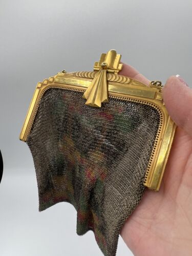 Antica borsa a rete art deco Whiting & Davis Paul Poiret placcata oro 24 carati, anni '20 - Foto 8 di 17