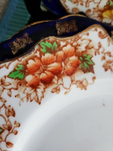 SET 8 ANTIKE CA 1910 MAYER & SERRATT SELTENE MUSTER FEINES BONE CHINA TELLER - Bild 5 von 9