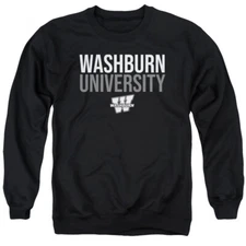 Washburn University Adult Crewneck Sweatshirt State Shape, Black, S-3XL