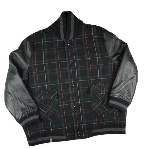 NIKE AIR JORDAN Mens Black Plaid Bomber 