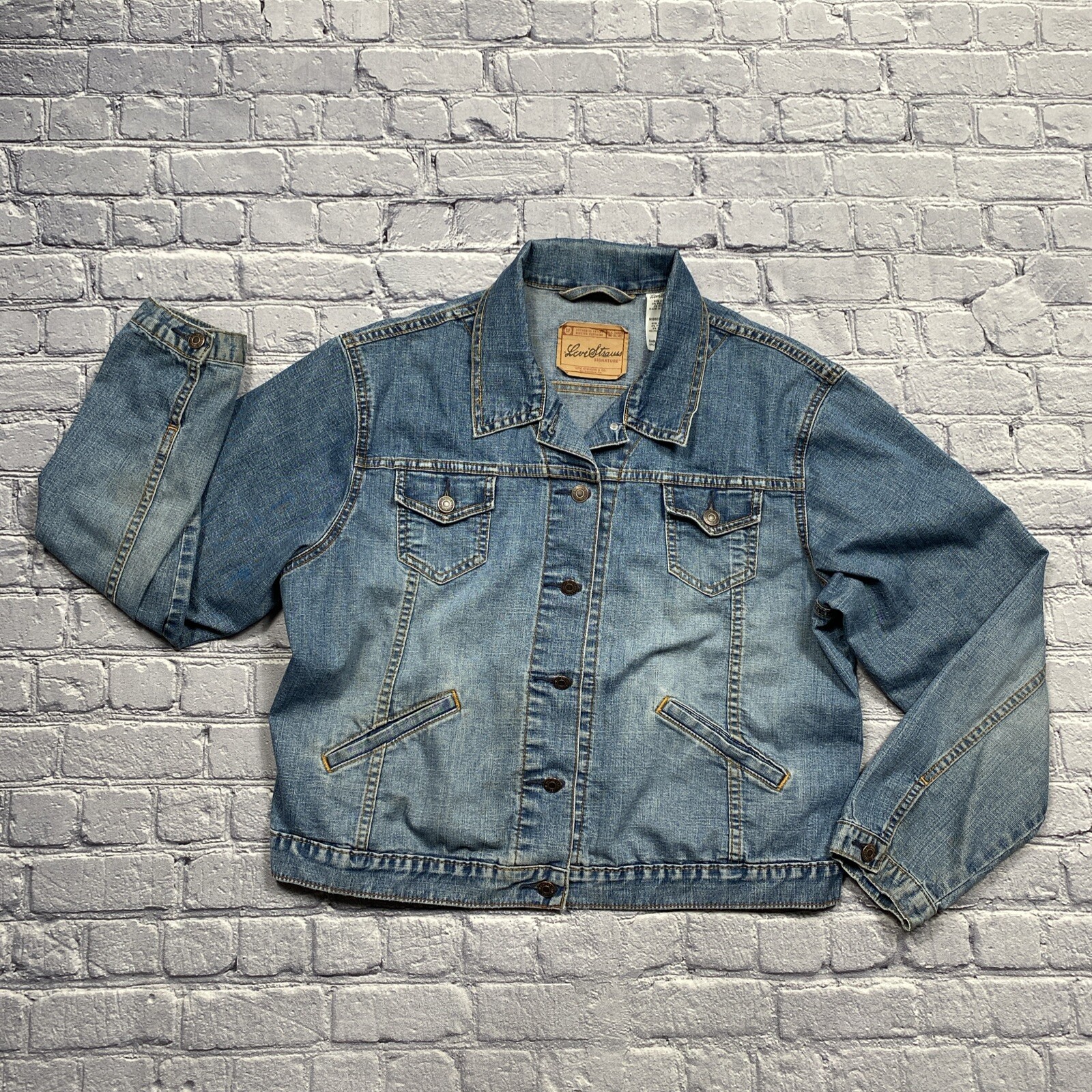 Levi’s Denim Trucker Jacket Women’s XL Blue Western Minimalist Chore *Read