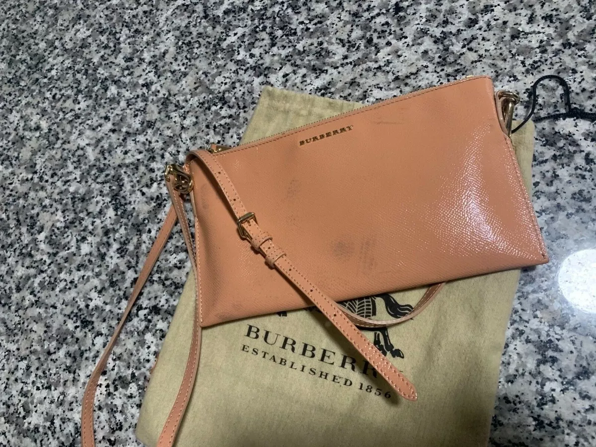 Burberry peyton leather pink crossbody bag,10”L x 1”W, with free Burberry  scurf