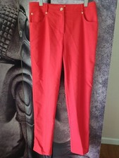 ST JOHN YELLOW LABEL Red Flat Front Cotton Blend Trouser Pants Size 6 YJ01