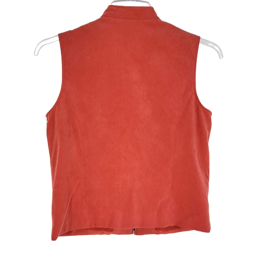 JM Collection 粉色橙色无袖绗缝拉链背心涤纶混纺 10P — 第 3/3 张图片