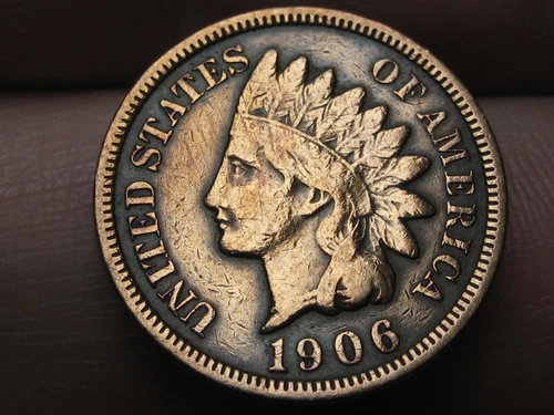 1906 Indian Head Cent Penny- VF Details, Diamond