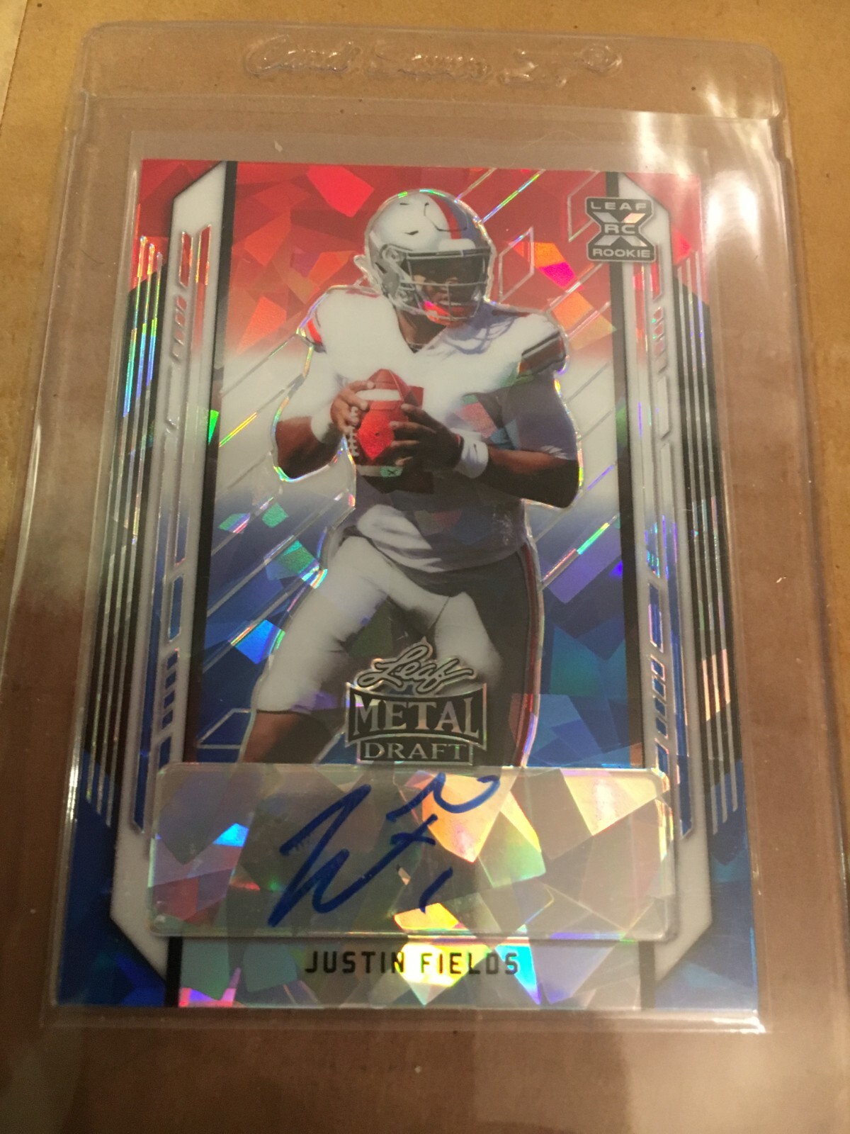 JUSTIN FIELDS 2021 LEAF METAL DRAFT  ROOKIE AUTOGRAPHED RED /WHITE /BLUE # 2/4