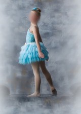 Revolution Dance Costume Competition Size MC Medium Child Aqua Ombr  Tulle