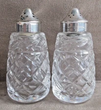 Glandore by Waterford Crystal Salt Pepper Shaker Set with Metal Lids EPNS