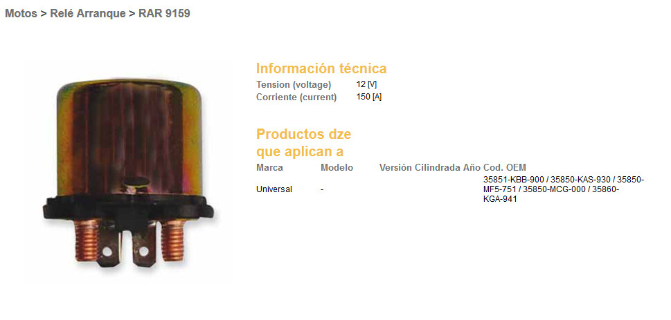 Relais universel de démarrage 150A solénoïde de rechange 12V pour tondeuse quad