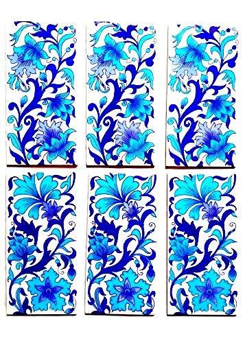 Border Tiles 4x8 Inch Kitchen Washroom Floral Tabletop tiles Pack of 6 tiles - Picture 2 of 2