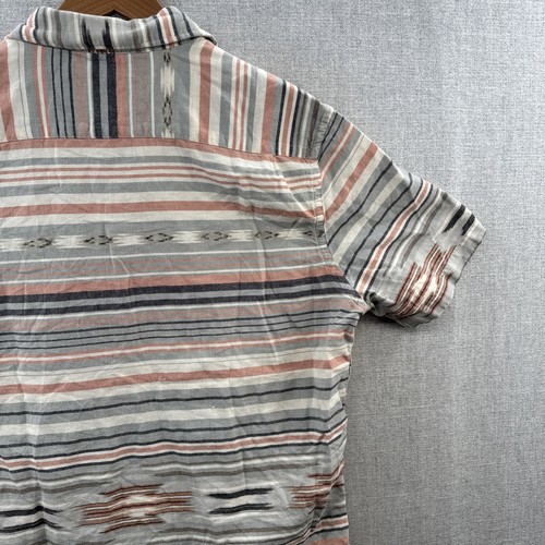 Faherty Coast Shirt Mens XL Blue Striped Aztec Short Sleeve Button Up Pocket - Picture 14 of 15