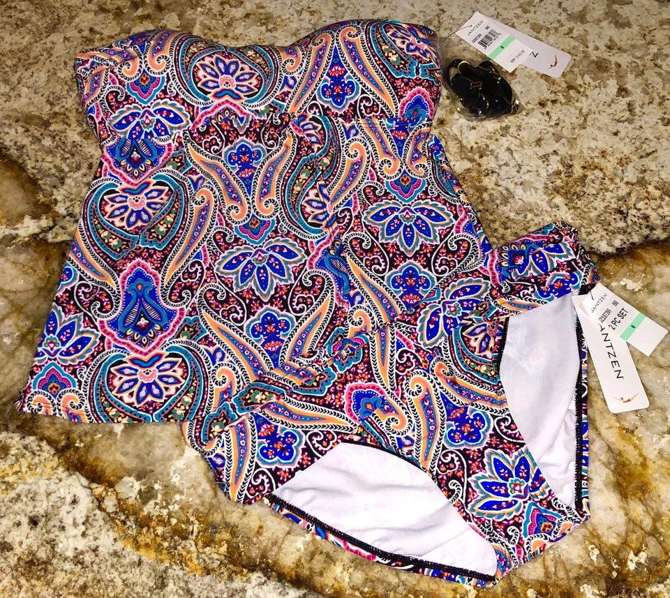 JANTZEN Vibrante Paisley Flutter Flyaway Control Abdomen Tankini Traje de Baño para Mujer 8 Foto 4 de 4