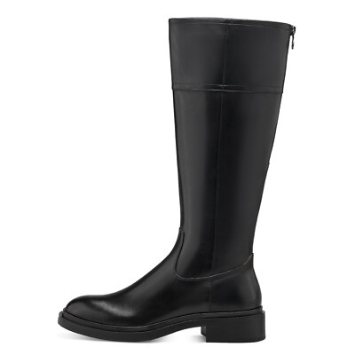 七 Tamaris Ladies Black Leather Zip Up Knee High Adjustable Calf Boot