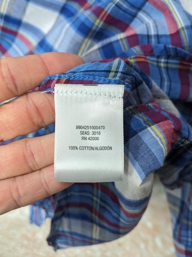 Joe Boxer Women's Blue Multicolored Plaid Collared Long Roll Tab Shirt Size 2X - Picture 8 of 10