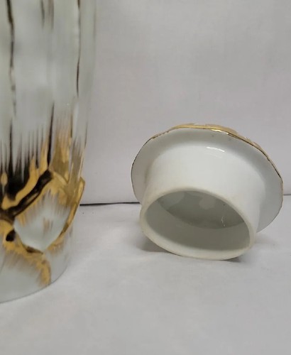 Antique Hutschenreuther LHS Porcelain Pitcher White 22k Gold Gilded 6.5" - Picture 5 of 16