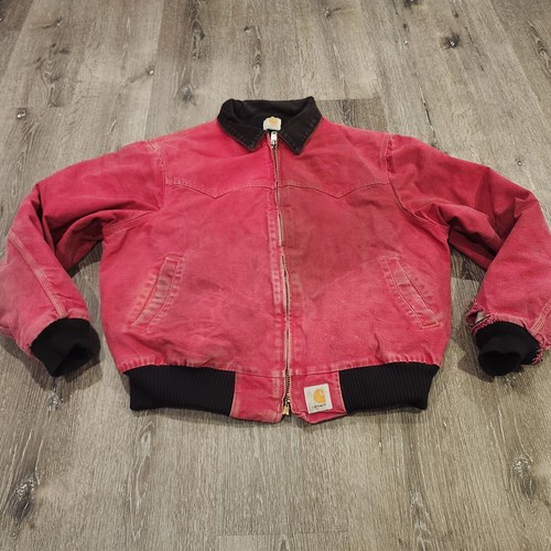 Vintage Carhartt Jacket Mens Large 90s Red J13 Santa Fa Zip Up Quilted Lined - Picture 24 of 24