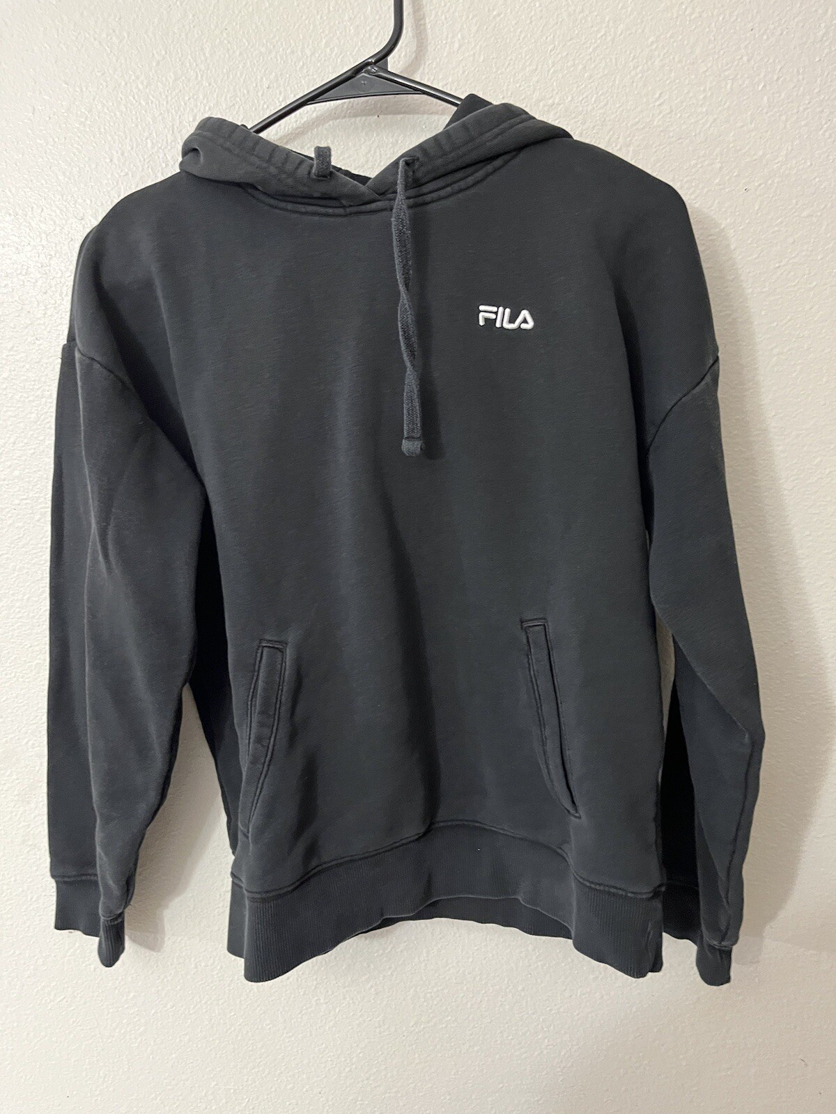 Fila Uomo Taglia S Pullover Maglione Felpa con Cappuccio Giacca Morbido Cotone Nero Classico