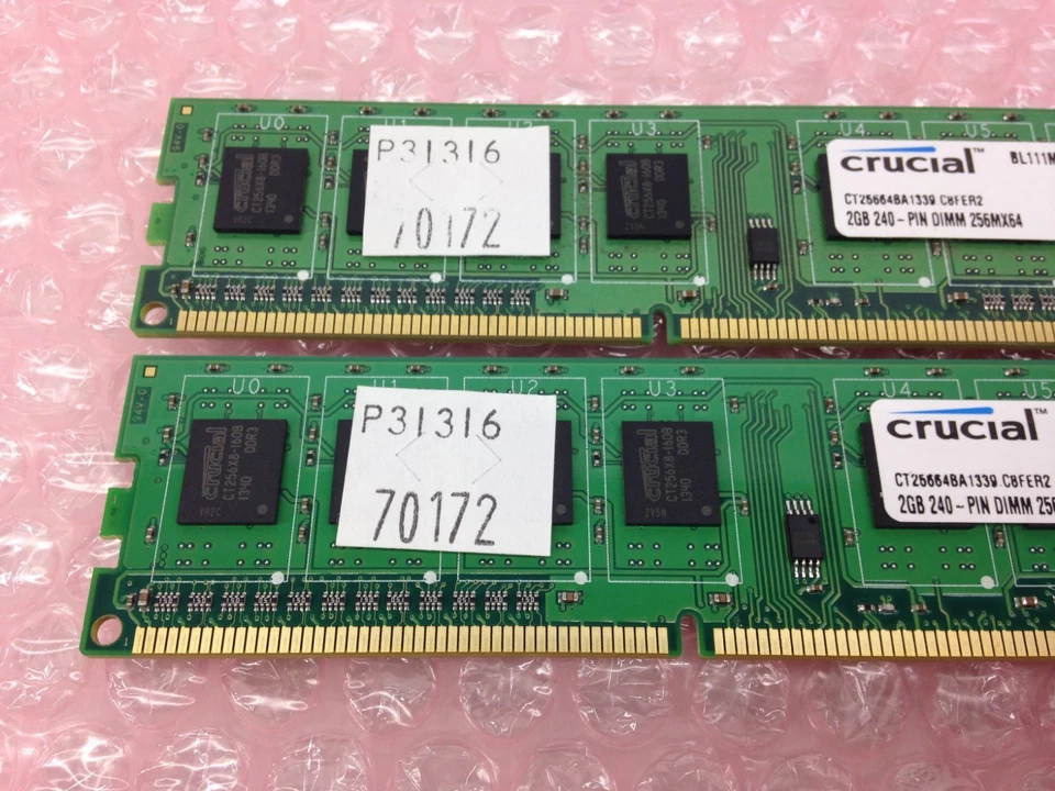 Crucial 4GB (2x2GB) 240-PINN DIMM 256MX64 DDR3 RAM CT25664BA1339.C8FER2 RAM - Image 3 of 4