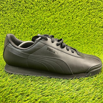Puma Roma Basic Mens Size 13 Black Athletic Leather Walking Shoes Sneakers 