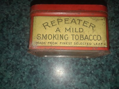 repeater tobacco tin VTG REPEATER SMOKING TOBACCO HINGE TIN CAN RCMP IMPERIAL TOBACCO CIGARETTE-PIPE