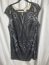 Julia Jordan Women  s Plus Size 24W Midi Sheath Dress Mesh Cap Sleeves Formal