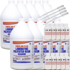 FIBERLAM PLUS 10 Gallons POLYESTER RESIN +MEKP (for laminating,cloth,mat,strand)