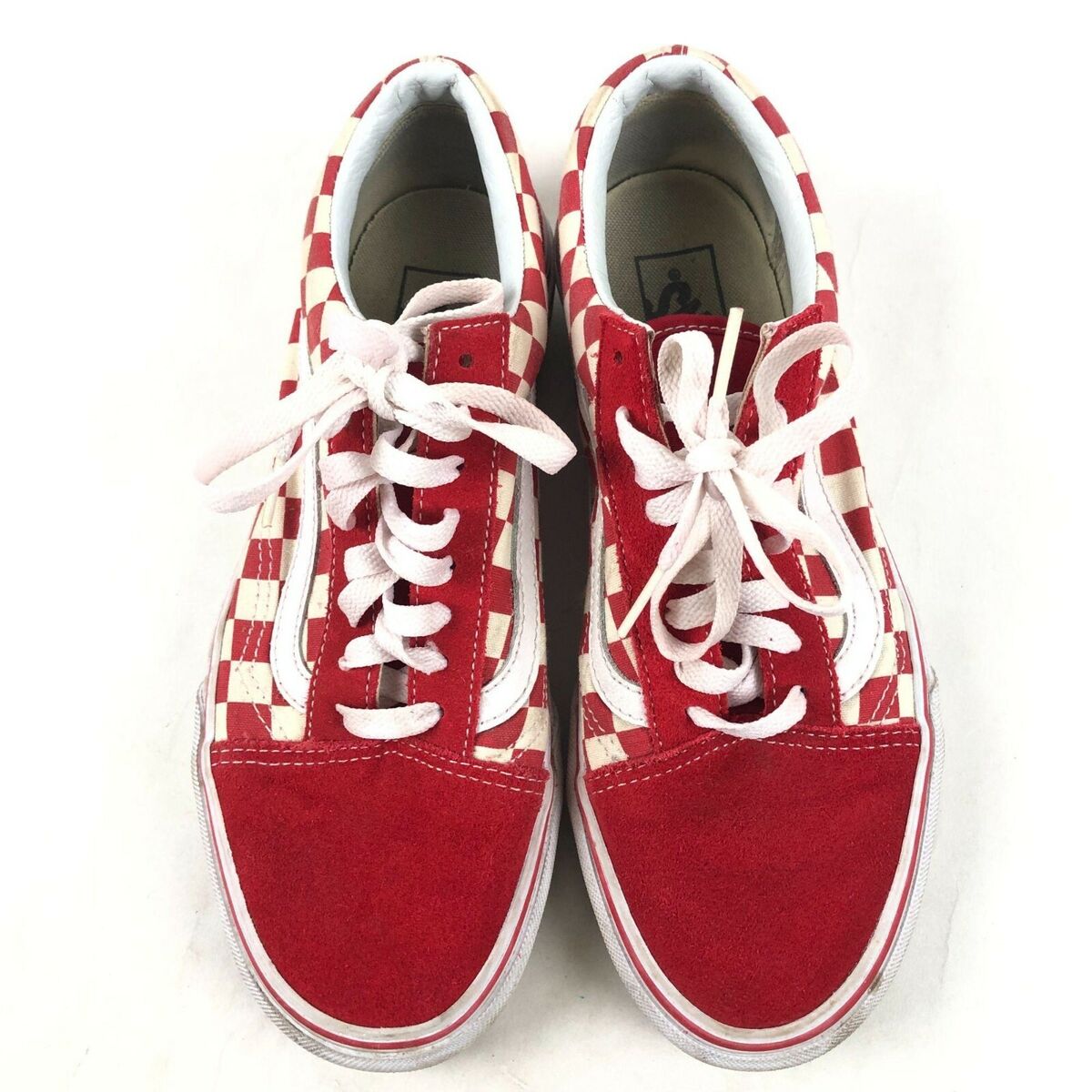 Vans Mens Old Skool 721278 Red Low Top Lace Up Checkerboard Vans Mens Old Skool 721278 Red Low Top Lace Up Checkerboard