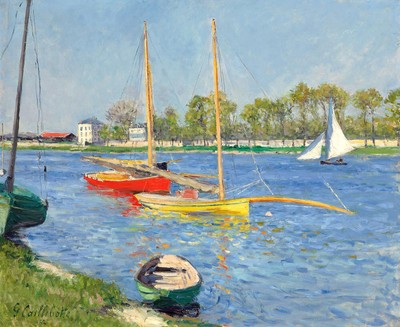 Gustave Caillebotte ''La Seine ? Argenteuil'' Brown Artwork PAPER or CANVAS Print