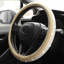 Beige 15 Car Steering Wheel Cover Diamond Sparkle Bling Women Gift Accessories Beige 15 Car Steering Wheel Cover Diamond Sparkle Bling Women Gift Accessories