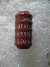 1 x NOS 120 Ohms Daven 1 Watt Non Inductive Wirewound Resistor 1950s!