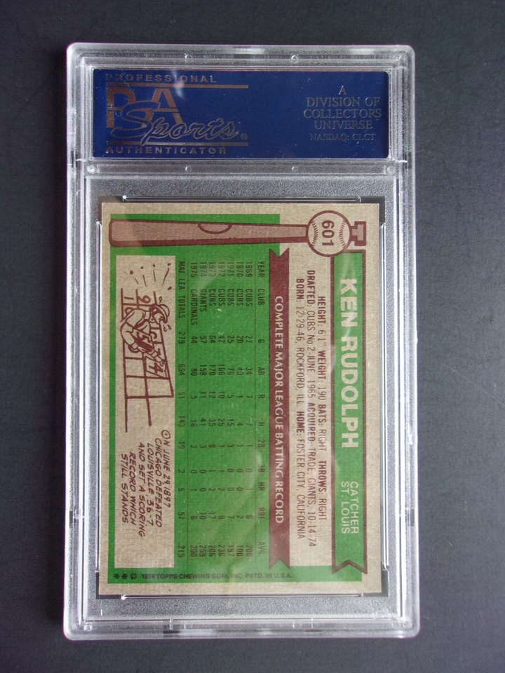 1976 Topps Baseball, Ken Rudolph, St. Louis Cardinals, Card# 601, PSA-9 ...