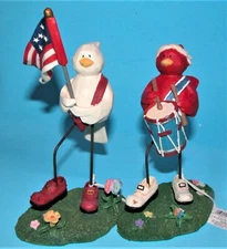 Russ Berrie, #13067 Tweet Along, Patriotic Bird w flag, bird w drum marching set