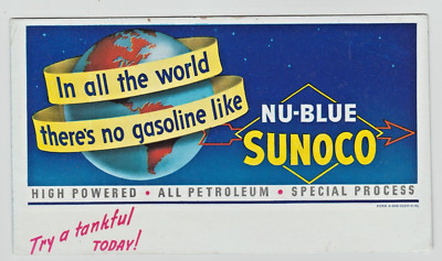 Vintage 1941 Sunoco Nu-Blue Gas & Oil Advertising Ink Blotter