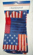 2- PATRIOTIC BANDANAS FOR HEAD WRAP, SCARF, OR NECK COVER NEW WITH TAGS