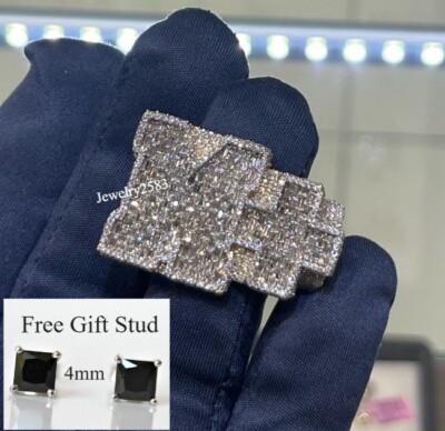 Attractive Gift Men's Baguette Cubic Zirconia Custom Ring 925 Silver Free Gift