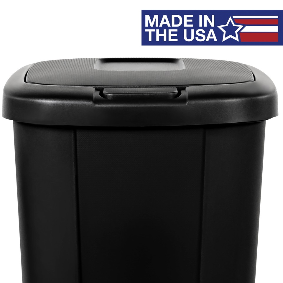 Hefty 13.3 Gallon Trash Can Plastic Touch Top Kitchen Trash Can Black