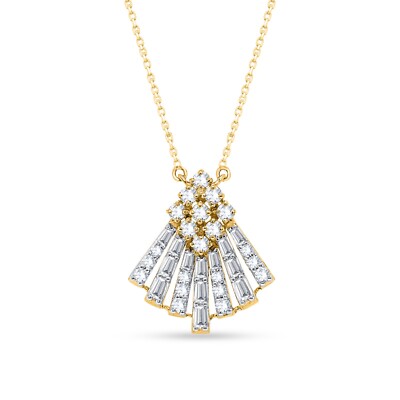 Certified 1.31 Ct Natural I2 H Diamond Fancy Pendant 14K Yellow Gold 18'' Chan