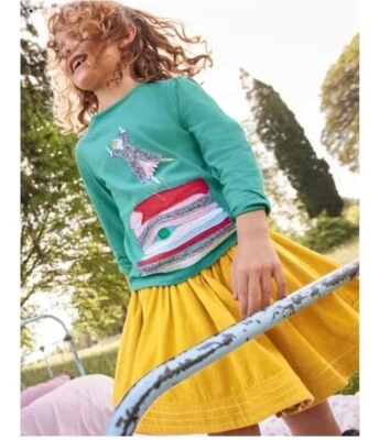 MINI BODEN MÄDCHEN hübsches Applikations-T-Shirt LANGARM BLAU BRANDNEU