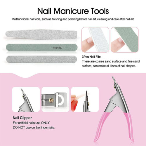 Nail Art Kits Acrylic Powder Liquid 150ML Glitter Manicure Brush Sticker Set DIY - Picture 6 of 18