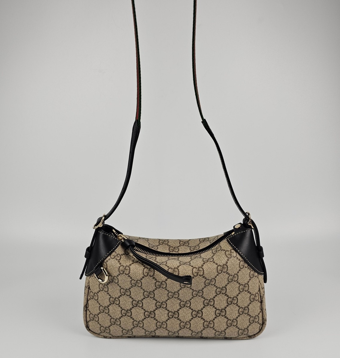 GUCCI GG Emblem Small $1980 Beige/Dark Brown/Black Shoulder Bag
