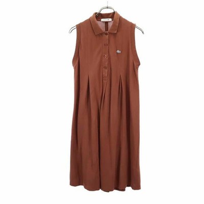 Lacoste Japan Made Sleeveless Cotton Dress Brown Women M 38 Used