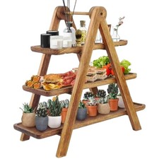 3 Tier Wooden Serving Platter Set Food Dessert, Cake Display Party Food Tray